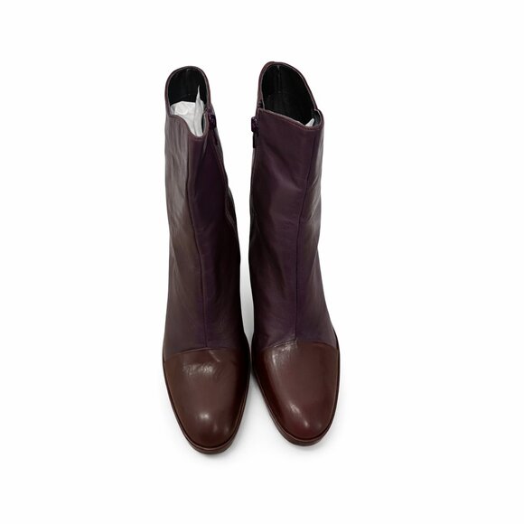 Anne Klein Vintage Karson Leather Ankle Boots Burgundy Brown Size 9.5 - Picture 2 of 6